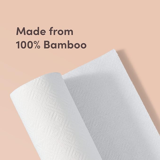 Amazon Aware Bamboo Paper Towels, 6 Rolls, 2 ply, FSC Certified, 150 Sheets, 900 Count, Plastic-Free, Multicolor