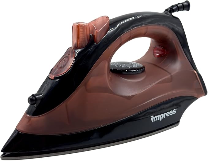 Impress Basic Clothing Iron | Non-Stick | Compact | Spray | Adjustable Steam | Fabric Selector | Swivel Cord | Lightweight | 1200-Watt (Marsala)