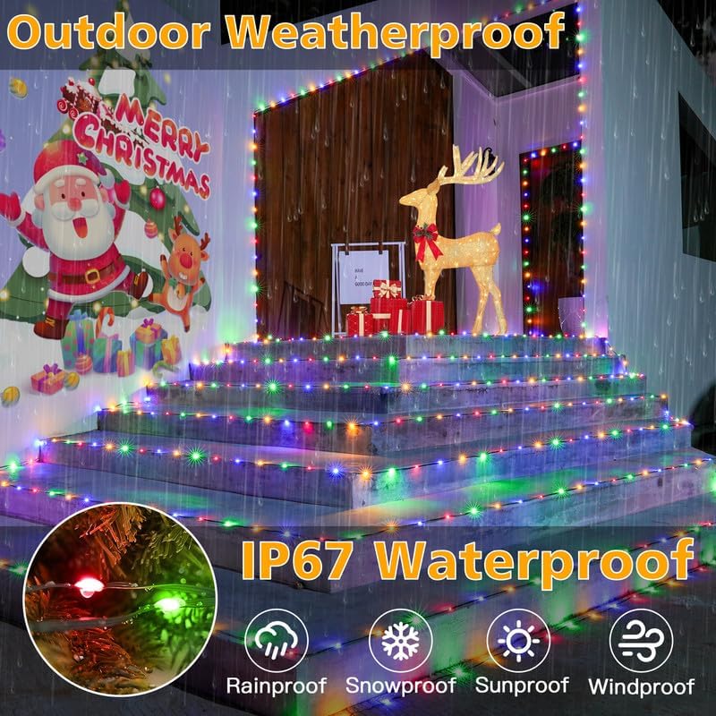Ollny 393FT 1200LED Outdoor Christmas Lights with Remote 8 Modes Multicolor