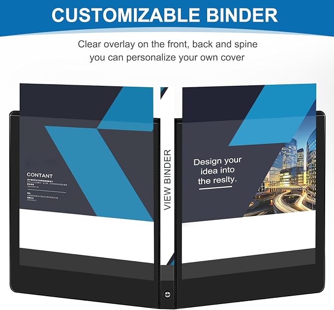 SUQJOY Durable 3 Ring Binders 0.5 Inch 36 Pack Bulk, Clear View Binders Bulk Three Ring Binders PVC Free, Fit for 8.5x11 inches for School or Office Supplie(Black