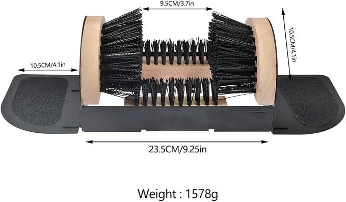 Outdoor Shoe Brush Boot Scrubber Cleaner Wiper with Heavy Duty Fixed Structure and Ebony Base for Tough Mud and Grit Side and Bottom bristles Clean, with Pedal