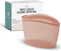 Reusable Silicone Food Storage Bag, 6 Cups, Large Container, Made in Korea BPA-Free Platinum Silicone, Triple-Airtight Freezer Bag, Microwave Safe, Sous Vide, Meal Prep, 51oz, Dry Rose