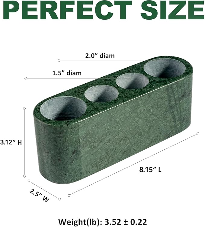 BCS Toothbrush Holder for Bathrooms, 4 Slots Marble Toothbrush and Toothpaste Holder Stand Bathroom Organizer Countertop for Electric Toothbrush, Floss, Razor, Comb - Italy Green