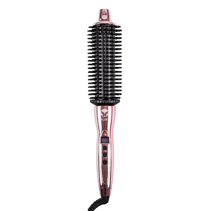 CALISTA Perfecter Pro Heated Round Brush, Lift, Volumize, and Style with No Heat Damage for Healthier Looking Hair, 1.5" For Voluminous Blowouts & Long Hair, Dual Voltage & Adjustable Temp, Rose Gold
