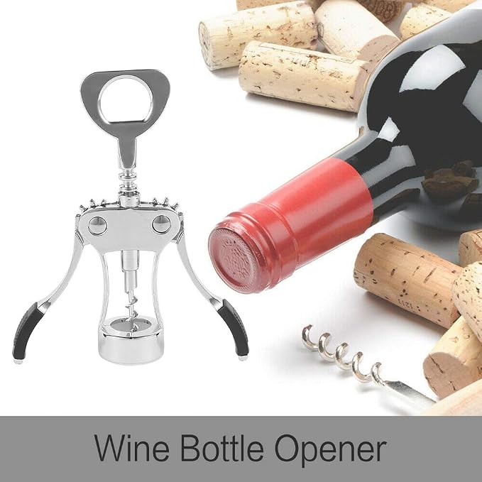 1PCS Wine Bottle Opener Stainless Steel Beer Bottle Opener Manual Wing Corkscrew Elegant Wine Opener Tool