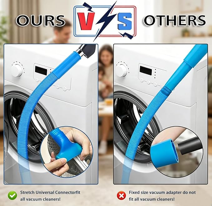 Universal Dryer Vent Cleaner Kit Vacuum Hose Attachment for Beam Serenity Series 2018–2026, Flexible Lint Remover with Long Brush, Washing Machine & Tight Spaces