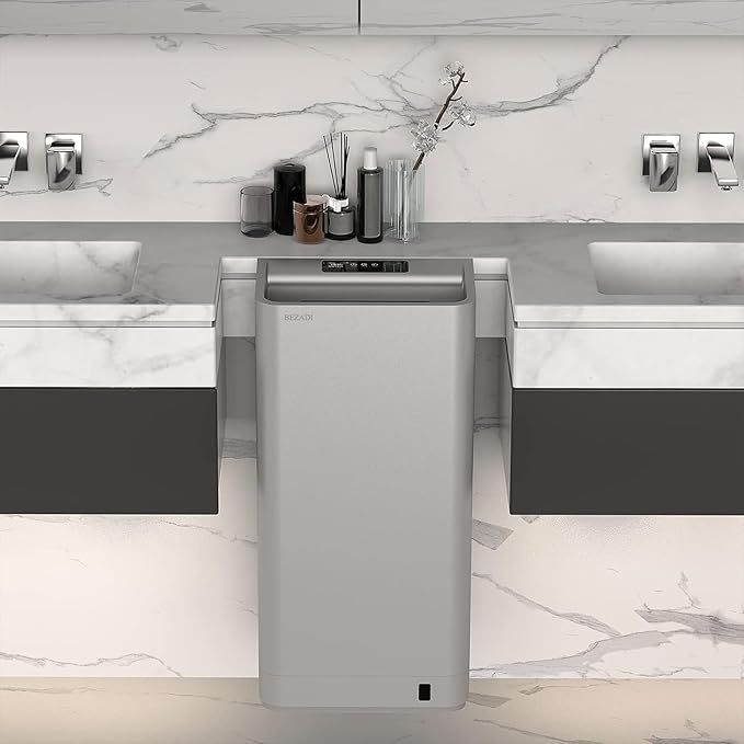 Vertical Hand Dryer HEPA Filtered 1800W High-Speed Wall Mount Jet Automatic Infrared Air for Commercial and Home Bathroom,Silver 2688