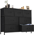 Sweetcrispy 7 Drawer Dresser Storage Organizer with Fabric Bins, Black | Sturdy Steel Frame and Wood Top, Easy Pull Handles, for Bedroom Closet Hallway Entryway