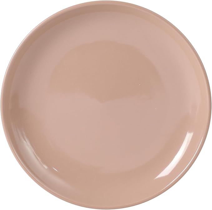 Gibson Home Rockaway 12 Piece Plates and Bowls Matte Outside/Shiny Inside Glaze Service for 4 Dinnerware Set - Pink - Dishwasher and Microwave Safe