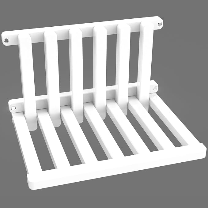 The folding stool is made of beech wood and can withstand 400 pounds. The surface is coated with white paint and polished. Used for changing shoes, showering, folding bedside table (white paint)