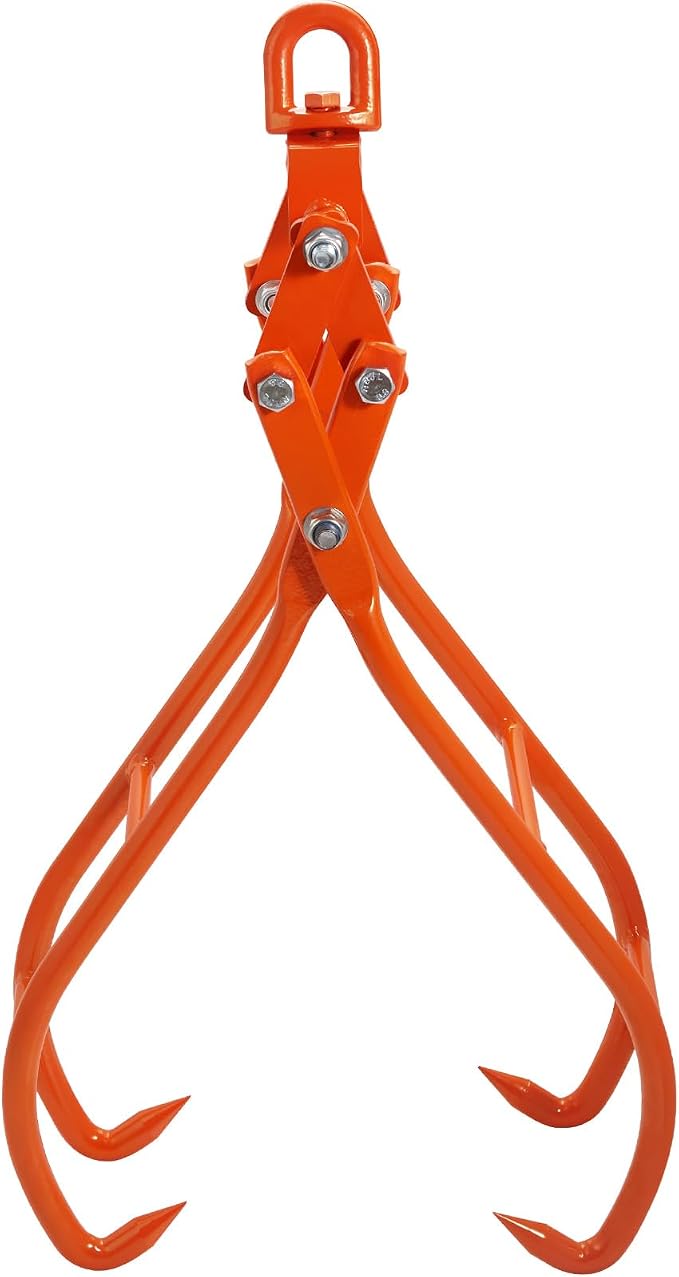 VEVOR Timber Claw Hook, 28 inch 4 Claw Log Grapple Logging Tongs, Swivel Steel Log Lifting Tongs 31" Max Opening, Eagle Claws with 2205LBS/1000kg Loading Capacity for Tractors, ATVs, Trucks, Forklifts
