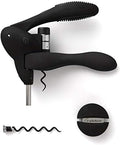 Rabbit W6004N Original Lever Corkscrew Wine Opener with Foil Cutter and Extra Spiral, Black Finish, Smooth Lever Action for Effortless Cork Removal