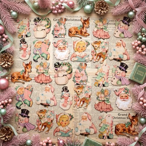 Huwena 36 Pcs Vintage Christmas Tree Ornaments, Classic, Pastel