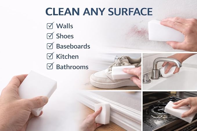 Magic Cleaning Eraser Sponges, 96 Pack – Heavy Duty Melamine Foam Cleaner for Walls, Shoes, Kitchen, Bathroom, Baseboards & More – Individually Wrapped Bulk Case