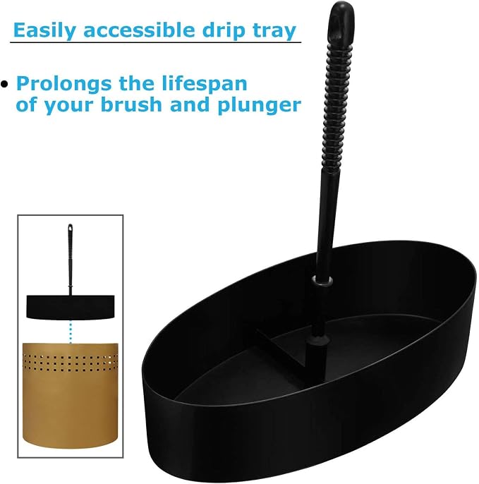 Blue Donuts Toilet Brush and Plunger Set with Holder, Modern Gold Bathroom Accessories Toilet Plunger and Toilet Bowl Brush Combo