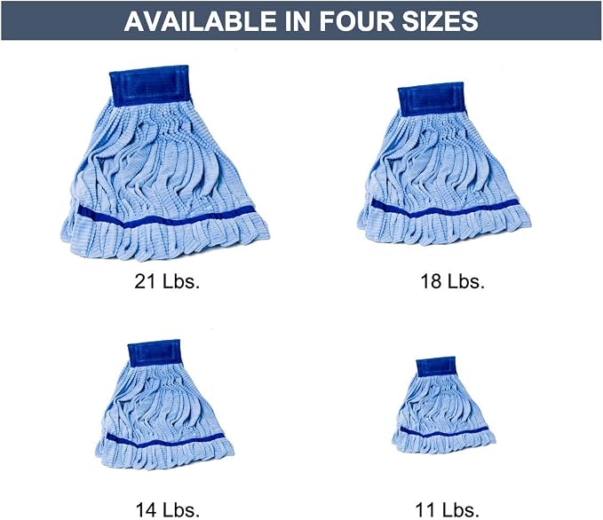 Arkwright Microfiber Tube Mop Head Replacement - (Bulk Case of 12) Heavy Duty, Lint Free, Super Absorbent & Bleach-Safe, Janitorial Essential for Commercial & Industrial Floor Cleaning, 21 oz, Blue