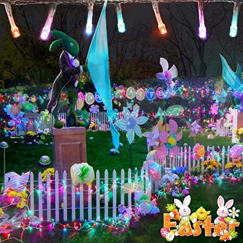 Colorful String Lights Easter Decoration, 66 ft 200 LED Easter Pastel Lights 8 Modes Plug in, Indoor Outdoor Connectable Clear Wire Twinkle Fairy String Lights for Spring Bedroom Party