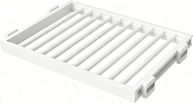 Hidden Pull Out Drying Rack, Extendable Pull Out Trousers Rack, Space Saving, Above Washing Machine Wardrobe, Aluminum Alloy, Tip-On, Depth 21.26in Width 22-24in White