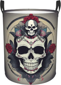 Skull Yoga Large Foldable Laundry Basket Hamper,Storage Basket Bin With Handles,For Bathroom,College