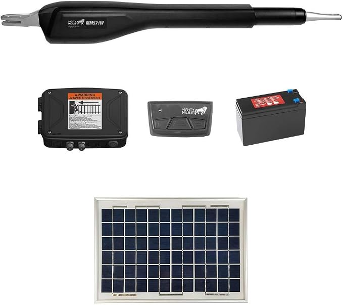 Mighty Mule MM571W Solar Package - Heavy Duty Single Smart Gate Opener (10 Watt Solar Panel)