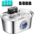Cordless 3.2L/108oz Stainless Steel Cat Water Fountain Pet Fountain | Rechargeable Pet Water Dispenser - Motion Sensor Activation - Multi-Layer Filtration - Ultra-Quiet Pump (4 Filters)