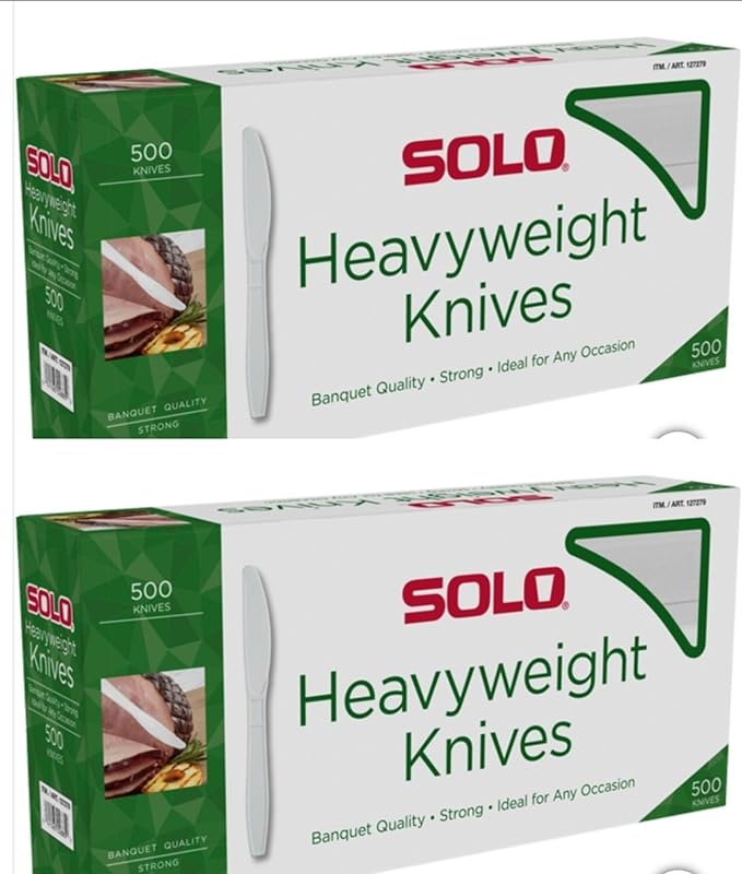 Solo White Heavyweight Knives, 500 Count (2 Pack)