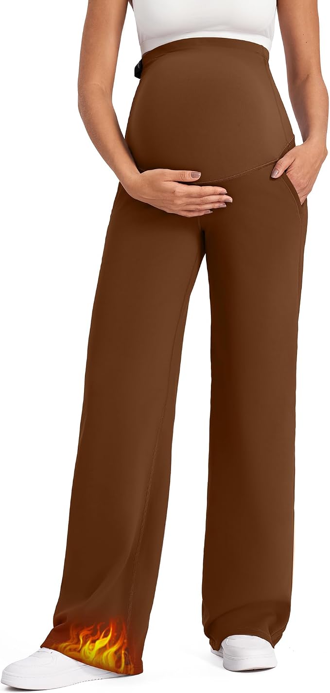 G4Free Fleece Lined Maternity Yoga Pants Winter Pregnancy Work Trousers