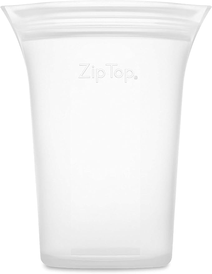 Zip Top Reusable Food Storage Bags | Medium Cup [Frost] | Silicone Meal Prep Container | Microwave, Dishwasher and Freezer Safe | Made in The USA