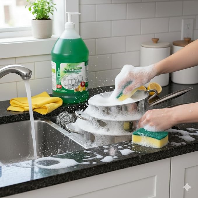 GreenFist Dish Soap Professional Detergent Liquid Pot & Pan Dish-Wash - Light or Heavy Use (Green Dish Soap 1 Gallon)