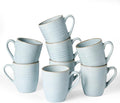 famiware Jupiter Coffee Mugs Set of 8, 13 oz Coffee Mug, Microwave and Dishwasher Safe, Coffee Cups with Handle for Coffee, Tea, Cocoa, Milk, Light Blue