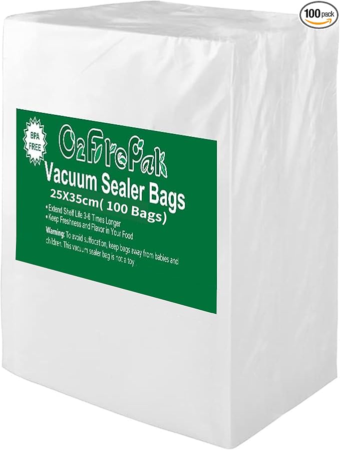 O2frepak 100 Count Large Quart 10"x14" Vacuum Sealer Bags with BPA Free and Puncture Prevention,Vacuum Seal Freezer Bags,Great for Sous Vide Vaccume Sealer PreCut Bags