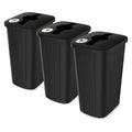 Home Logic Recycling Bin System, 3 Pack Waste Sorting Containers with Stickers, Plastic Trash Cans for Kitchen Garage Home Recycling Organization, 13 Gallon, Black