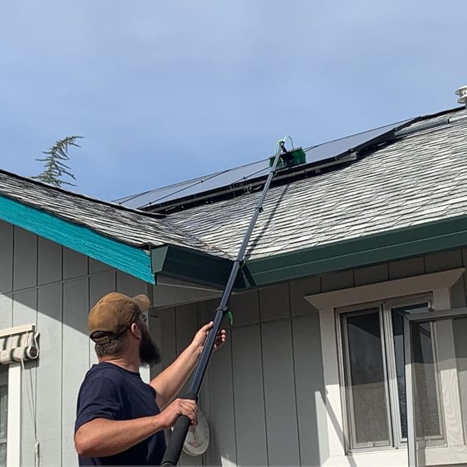 Lightweight 24 Feet Solar Panel Cleaning Brush & Pole Water Fed Pole Kit Window Cleaner & Solar Panel Cleaning System Washing Equipment Tool Solution