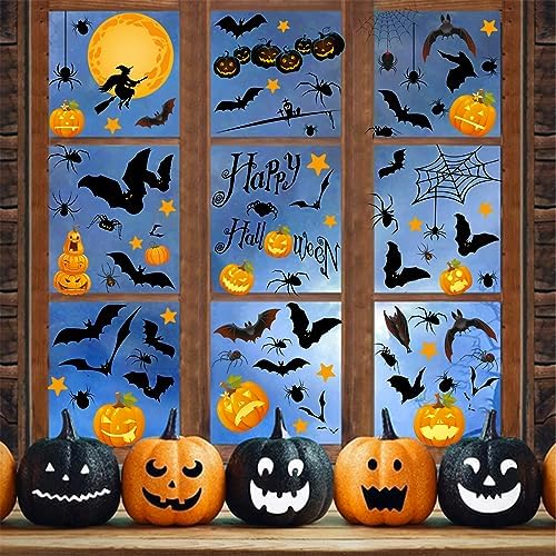 Pumpkin Spider Bats Shop Window Clings for Halloween Decorations Home Decor