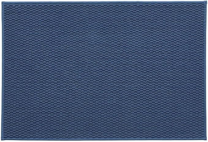 TYUU Bathroom Rugs Non Slip Washable, Super Absorbent Thin Bath Mat Quick Dry Low Pile Bathroom Rug, Navy Blue 24"x36"