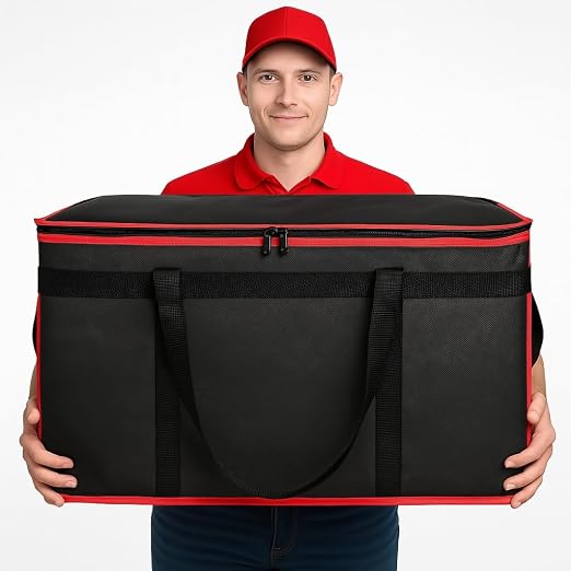 Bodaon Large 3-Pack Insulated Food Delivery Bag with hard bottom, XXXL Pizza Cooler Bags, Rideshare Delivery Bag, Thermal Cold/Hot Styrofoam Carrier for Travel/Shopping/Catering/Car