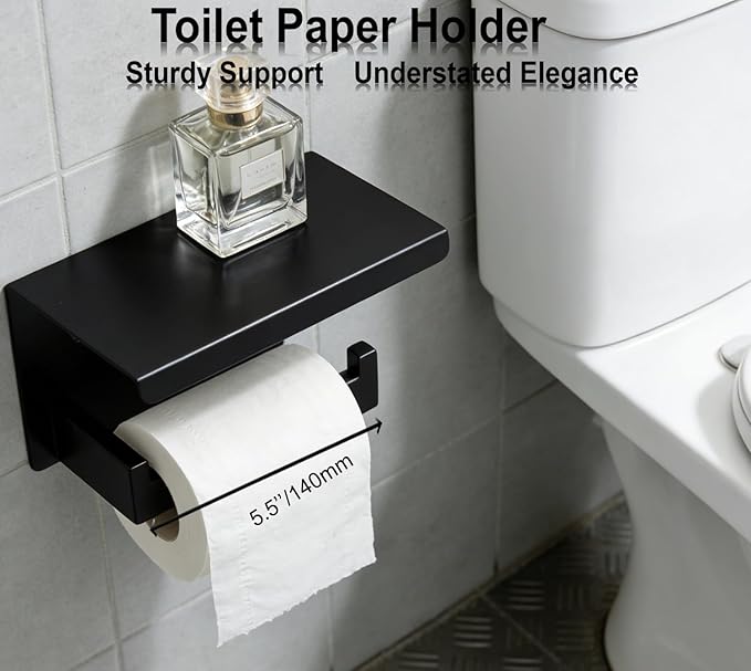 Bathroom Hardware Set 10 Piece Matte Black Bathroom Accessories Set SUS304 Towel Bar Set Includes 2 Towel Bar 24 Inch+2 Towel Holder+2 Toilet Paper Holder+4 Towel Hooks (10, Matte Black)