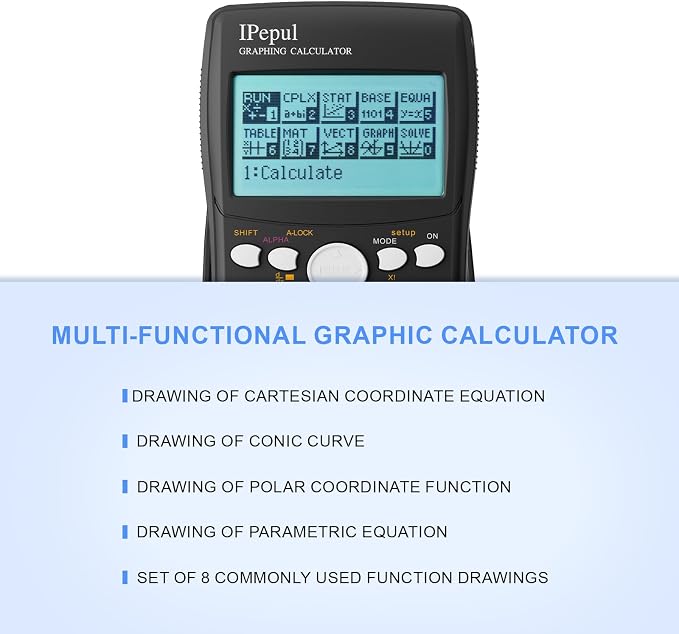Graphing Calculator,IPepul Scientific Calculators 10 Modes /4 Graphing Functions,Desktop Math Calculator for College Students,School Supplies for Middle High School Teachers Office（Black）