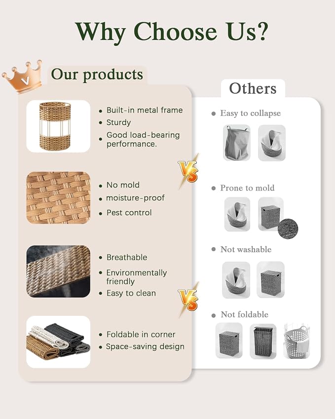 SETVSON 34.3 Gal (130 L) Large Laundry Hamper Laundry Basket Round Handwoven Wicker Laundry Baskets Rattan Laundry Basket with Removable Bag Handles 2 Mesh Bags for Living Room Bedroom Black (No Lid)