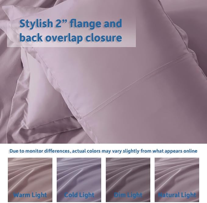 Nestl Dusty Purple Duvet Cover Queen Size - Soft Double Brushed Queen Duvet Cover Set, 3 Piece, with Button Closure, 1 Duvet Cover 90x90 inches and 2 Pillow Shams