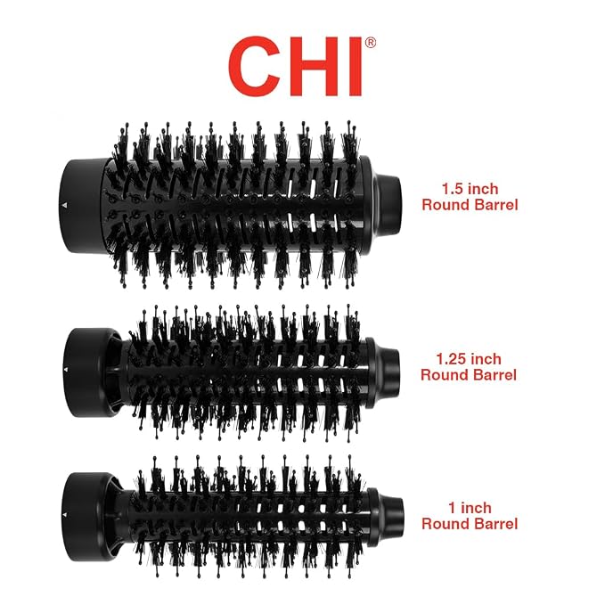 CHI 3-in-1 Round Blowout Brush, Hair Dryer Brush for Smooth, Frizz-Free Hair, 3 Interchangeable Brush Heads & Adjustable Heat Settings
