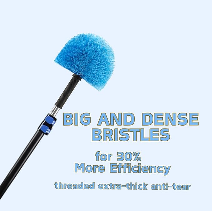 9pcs Screw on Webster Cobweb Duster Head for Pole | Spider Web Remover Brush | Cobweb Duster Head Attachment | Fits Standard 3/4 inch Threaded Poles (Blue)