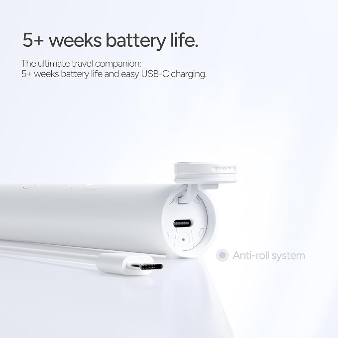 ORDO Sonic Lite Electric Toothbrush, Adults, Rechargeable, USB-C, Snow | Rechargeable sonic electric toothbrush, 35,000 pulses/min, dual modes, smart timer, 5+ week battery, USB-C charger