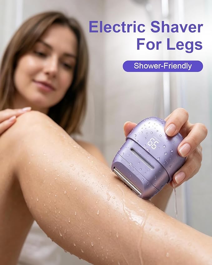 Electric Shaver for Women Waterproof Mini Electric Razors for Women - Cordless Foil Shaver for Hair Removal, Legs, Face, Body, Bikini,Sensitive Skin, Razor for Teen Girls (Purple, Fashion)