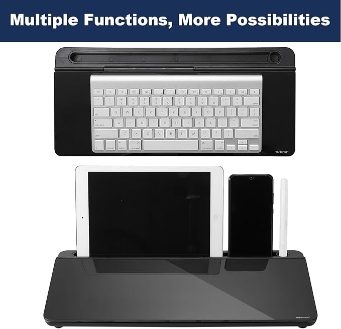 TSJ OFFICE Desktop Whiteboard Dry-Erase-Board - Computer Keyboard Stand White Board Surface Pad with Drawer, Desk Organizers with Accessories for Office, Home, School Supplies - Complete Black