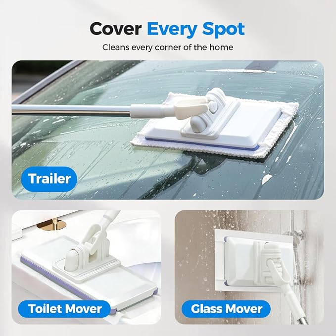 Disposable Dust Mop with 10 Reusable Cloths, 2026 New Convenient Cloth Changing Mini Mop 38" Long Handle Wet and Dry Flat Mopping, Sweeper Stick Lightweight Snap for Corners Multi Surface (10 Clothes)