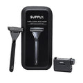 SUPPLY Single Edge Max Razor for Men – Premium Metal Single-Blade Safety Razor with Pivoting Head for Fewer Cuts and Irritation – Includes 8 Blades & Magnetic Reload System – Jet Black