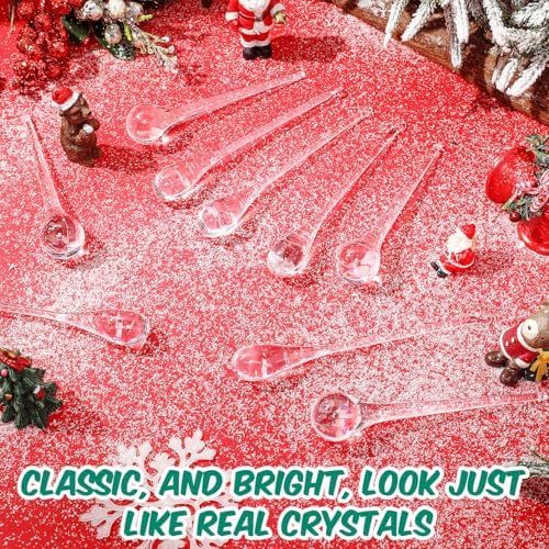 Syhood 100 Pcs Crystal Christmas Tree Ornaments, Waterdrop
