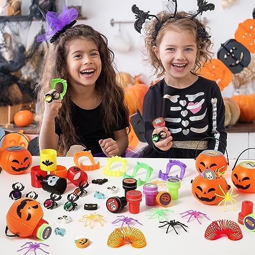 168pcs Halloween Party Favors for Kids, Prefilled Pumpkins Halloween Toys