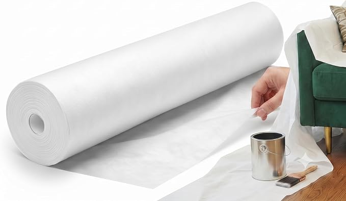 Disposable Single-Use Nonwoven Drop Cloth and Cover | Size: 30 x 30 Inch | 1 Roll with 200 perfurated pieces | Color: White | Disposable sheets for covering furniture, floors from dust and paint